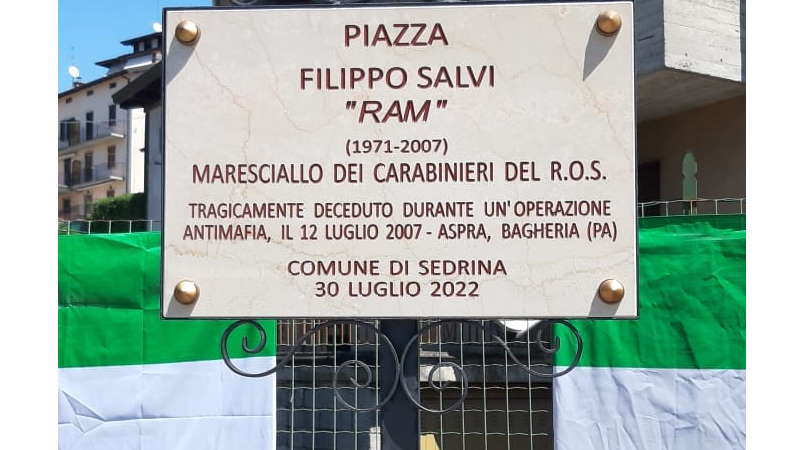 Dedicata una piazza nel paese natale del Carabiniere Filippo Salvi
