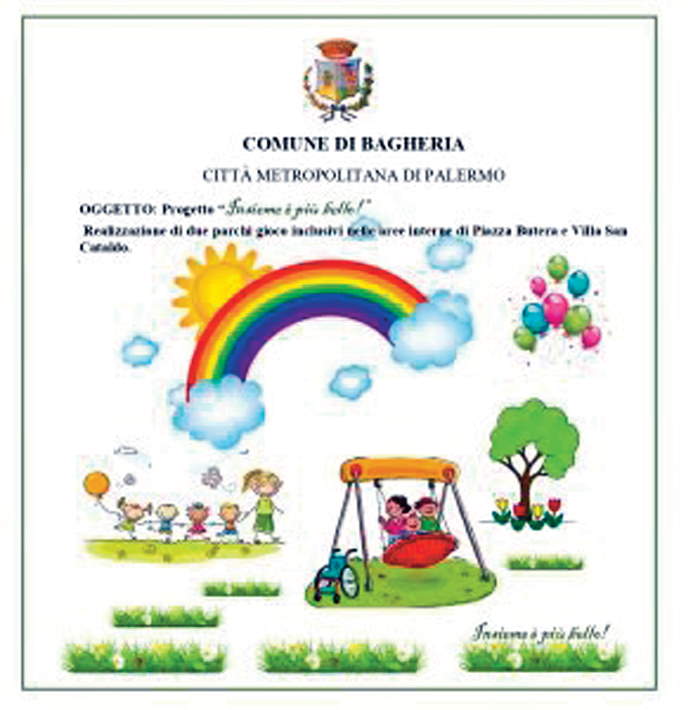 “Insieme è più bello!” Due parchi gioco inclusivo nelle aree interne di piazza Butera e Villa San Cataldo