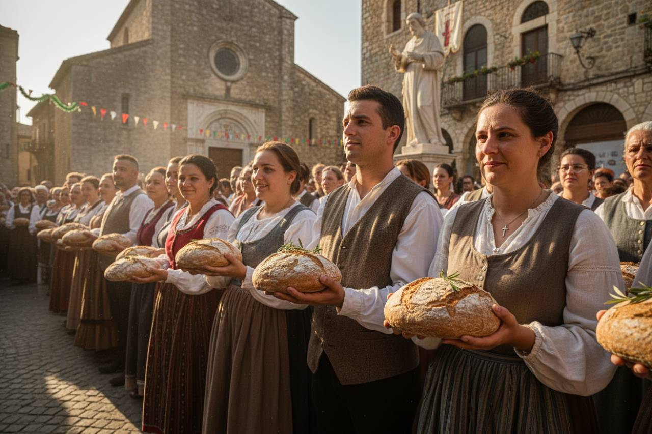 C’è una città in Sicilia in cui durante la festa del santo patrono si tira… il pane | Pagnotte addosso alla statua ogni anno: grandi e piccini partecipano in massa